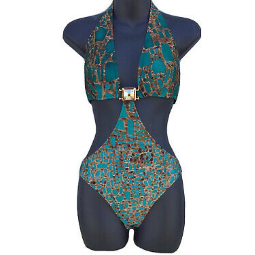 Gottex Halter One Piece swimsuit Side Cut Outs - Picture 2 of 7